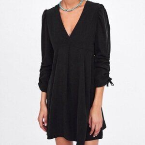 Zara Black Mini Dress w/ Quarter Length Sleeves Size Medium